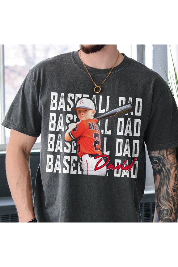 Personalized Photo Baseball Dad Shirt Custom High School Baseball Dad Tee Senior Season Sh