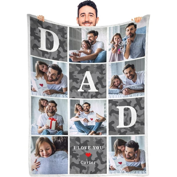 Personalized Photo Blanket Custom Blanket for Family Heart Blanket Birthday Gifts Graduation Gifts Wedding Gifts