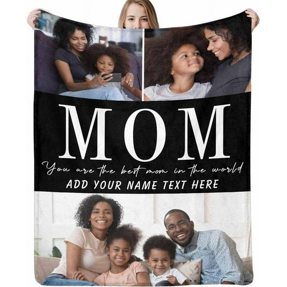 Personalized Photo Blanket Custom Blanket for Family Heart Blanket Birthday Gifts Graduation Gifts Wedding Gifts