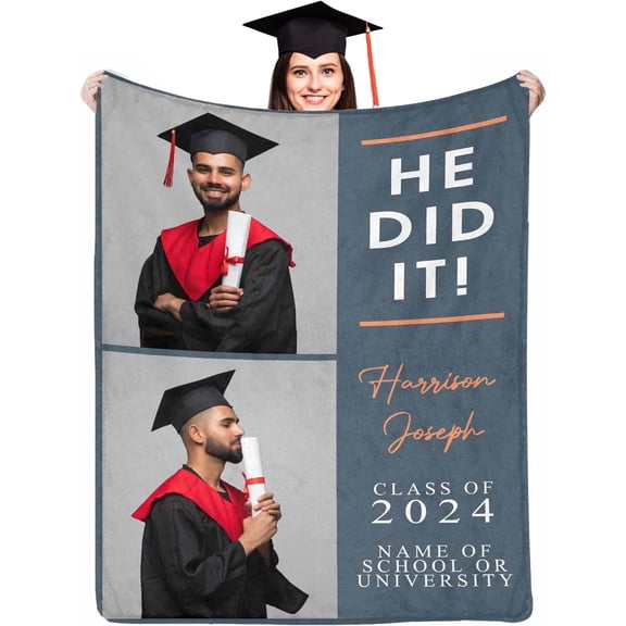 Personalized Photo Blanket Custom Blanket for Family Heart Blanket Birthday Gifts Graduation Gifts Wedding Gifts