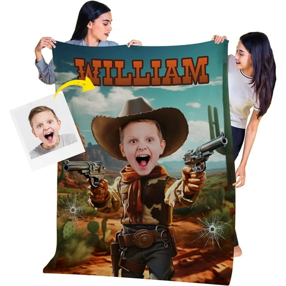 Personalized Photo Blanket, Superhero Blankets for Boys, 6 Year Old Boy Gifts, Kids Customized Blanket with Pictures 30 x 40, Birthday Graduation Ideas for Him, Get Photo Blanket KC22
