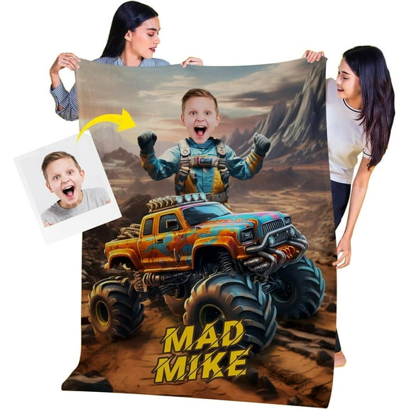 Personalized Photo Blanket, Superhero Blankets for Boys, 6 Year Old Boy Gifts, Kids Customized Blanket with Pictures 30 x 40, Birthday Graduation Ideas for Him, Get Photo Blanket KC22