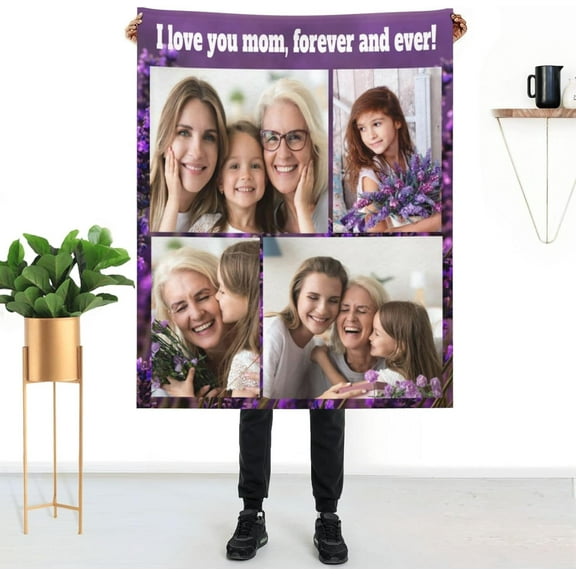 Personalized Photo Blankets, Custom Blankets, Gifts for Mom, Creative Gifts for Mom From Daughter and Son, Custom (Style-8)
