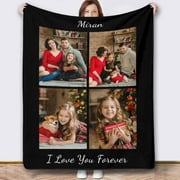 Personalized Photo Blankets Customized Throw Blankets with Picture Birthday Christmas Anniversary Valentines Mother's Day Gifts for Mom Women Best Friends Couple 6 Pictures Blankets