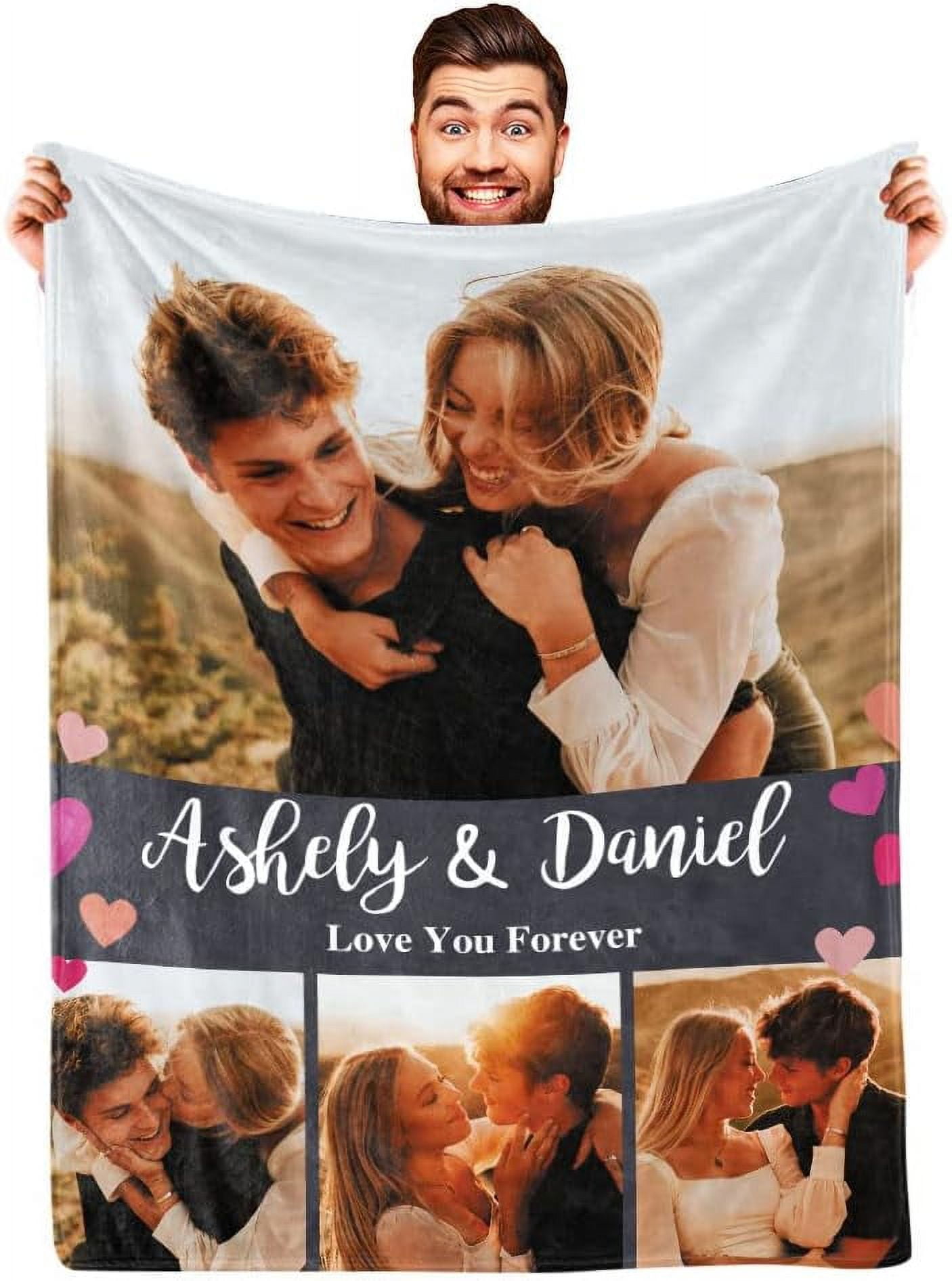Personalized Photo Blankets for Girlfriend Boyfriend Blanket Gifts, Custom Wife Photo Blankets