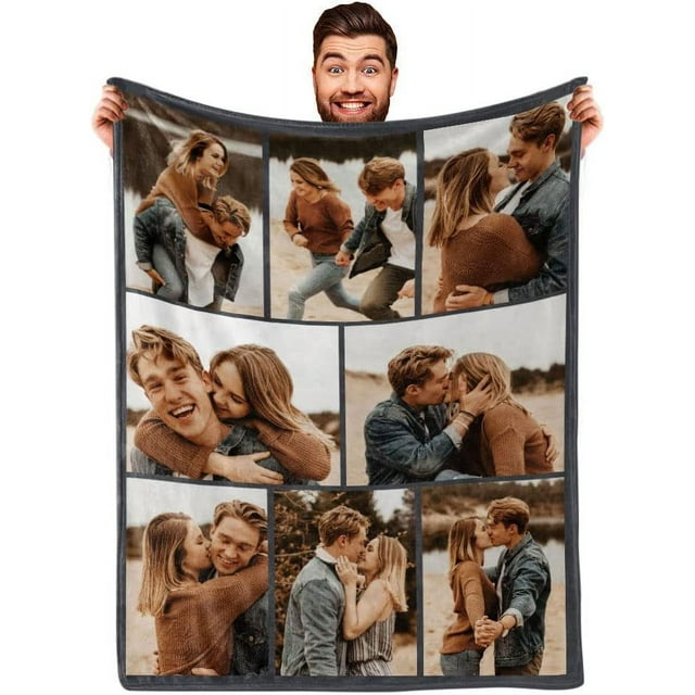 Personalized Photo Blankets for Girlfriend Boyfriend Blanket Gifts, Custom Wife Photo Blankets