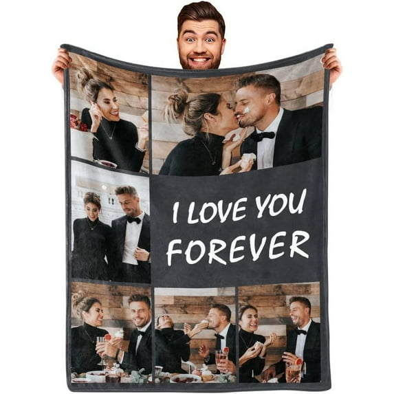 Personalized Photo Blankets for Girlfriend Boyfriend Blanket Gifts, Custom Wife Photo Blankets Fleece Flannel Blanket for Wife Husband Couples Gift Ideas
