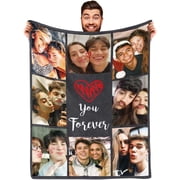Personalized Photo Blankets for Girlfriend Boyfriend Blanket Gifts, Custom Wife Photo Blankets Fleece Flannel Blanket for Wife Husband Couples Gift Ideas