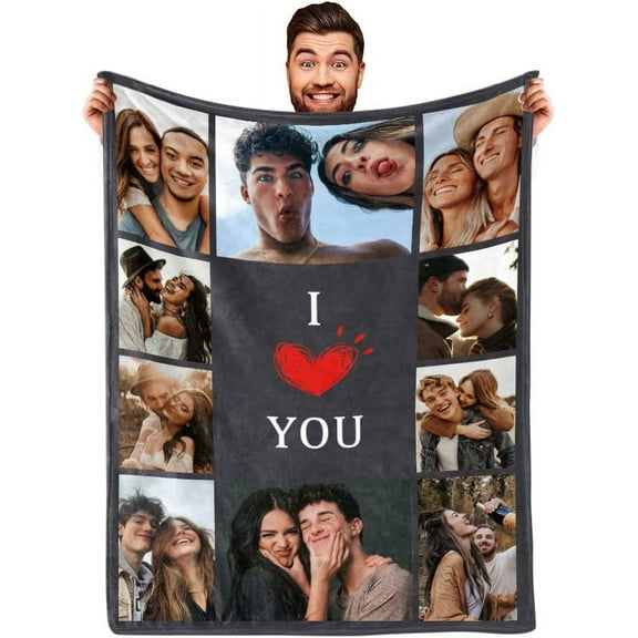 Personalized Photo Blankets for Girlfriend Boyfriend Blanket Gifts, Custom Wife Photo Blankets Fleece Flannel Blanket for Wife Husband Couples Gift Ideas