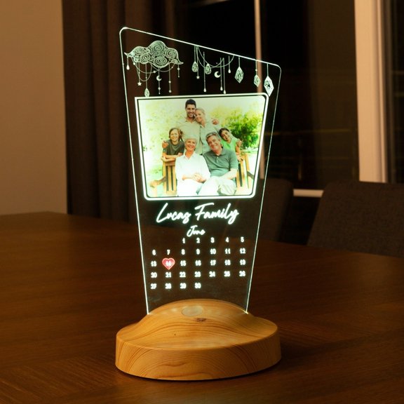 Personalized Photo Calendar Night Light, Custom LED Lamp