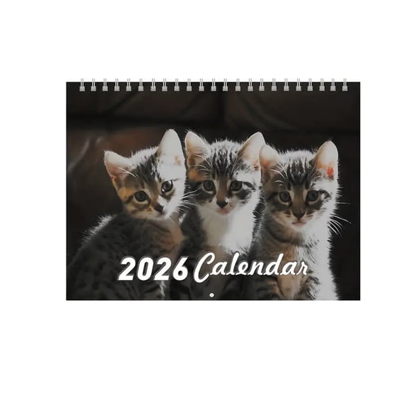 Personalized Photo Calendar for Cats and Dogs - 2026 Pet Themed Wall Calendar with Thick Paper, Gift for Adults and Children, Cat Version A