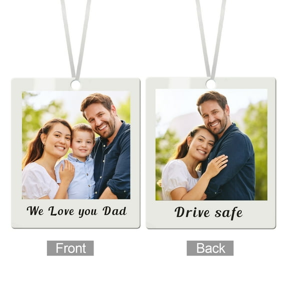 Personalized Photo Car Hanging Ornament Double Sided Printed with Your Photo & Text Gift for Her Him Drive Safe Car Decoration