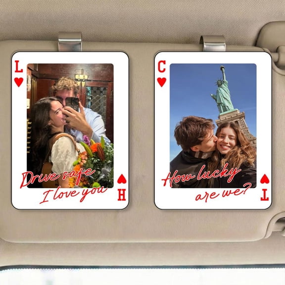 Personalized Photo Car Visor Clip, Custom Couple Photo Card, Drive Safe I Love You Gift, Romantic Anniversary Gift, Boyfriend Keepsake