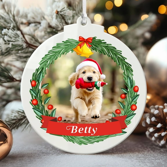Personalized Photo Christmas Ornaments for Dog Cat Pet Custom Name Christmas Tree Decoration Keepsake Gifts for Pets Lovers
