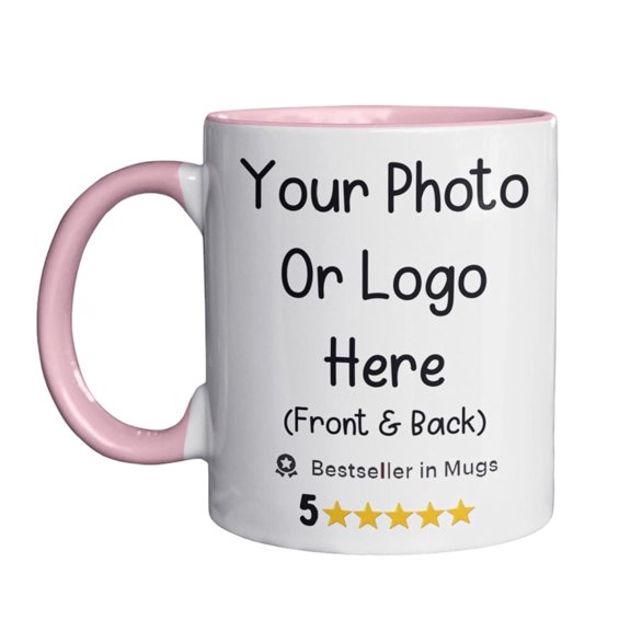 Personalized Photo Coffee Mug Custom Text or Logo 11oz Ceramic