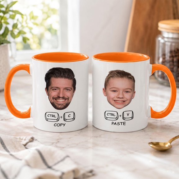 Personalized Photo Ctrl C Ctrl V Ceramic Coffee Mug Dad And Son Mug Dad And Daughter Mug F
