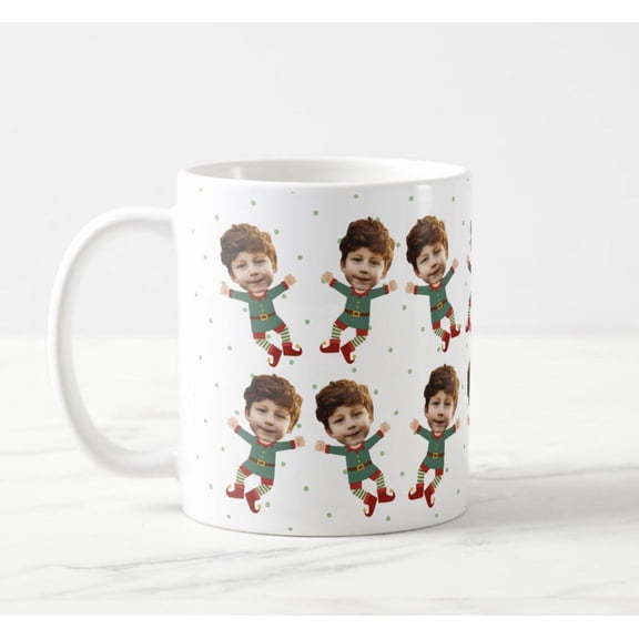 Personalized Photo Face Funny Christmas Elf Kid, AURORAVALLEY, 11oz-15oz Mug