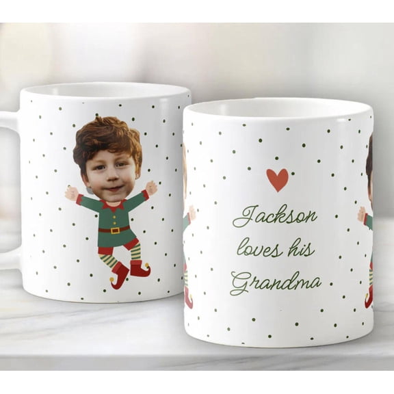 Personalized Photo Face Funny Christmas Kid, AURORAVALLEY, 11oz-15oz Mug