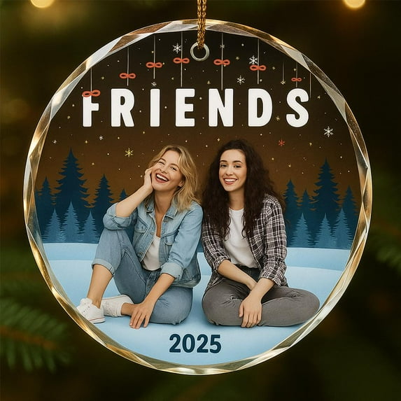 Personalized Photo Glass Christmas Ornament 2025 Custom Friends/Family Picture, Name & Year, Holiday Tree Decor, Winter Home Keepsake Gift