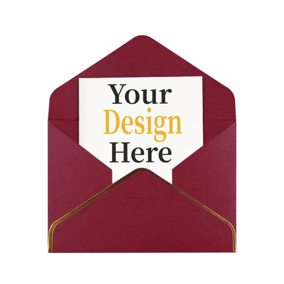 Personalized Photo Greeting Card with Envelope - Custom Greeting Card with Your Own Picture, Logo, or Text for Christmas, Birthdays, Weddings, and Holidays - Dark Red - 1 Pcs