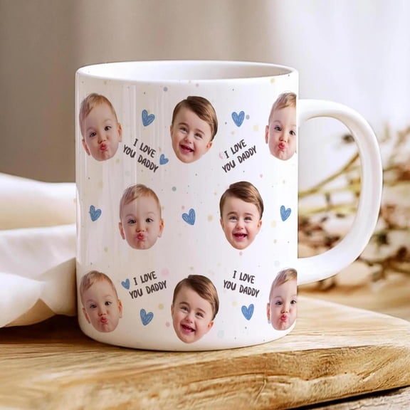 Personalized Photo Mug, Custom Baby Faces Coffee Mug, Personalized Gift For New Mom, Dad, Bekilab Ceramic Coffee Mug, 11oz 15oz Gift