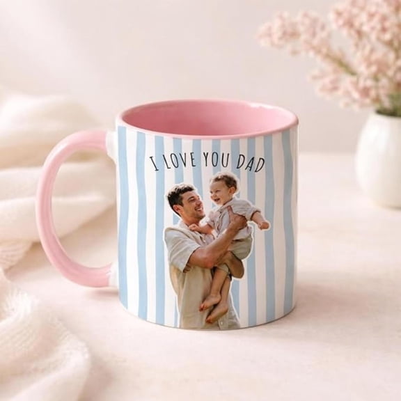 Personalized Photo Mug Custom Coffee Cup Baby Face Design Picture Gift For Grandpa Father'S Day Present Unique Daddy, Bekilab Ceramic Coffee Mug, 11oz 15oz Gift