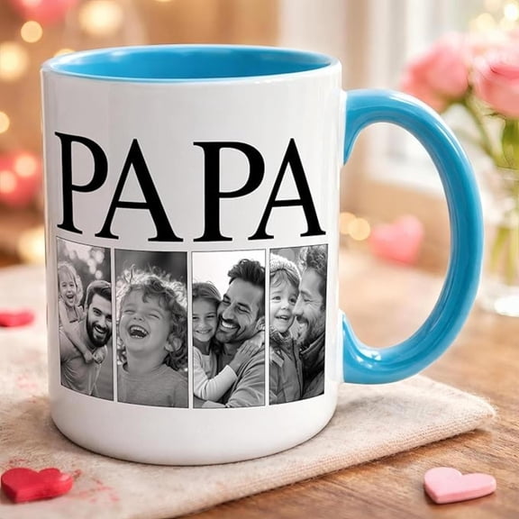 Personalized Photo Mug For Dad, Custom Picture Collage Coffee Cup, Fathers Day Birthday Christmas Gift For Him, Bekilab Ceramic Coffee Mug, 11oz 15oz Gift