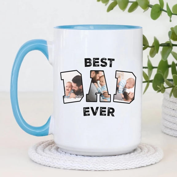 Personalized Photo Mug For Dad, Best Dad Ever Custom Cup, Fathers Day And Birthday Gifts For Him, Bekilab Ceramic Coffee Mug, 11oz 15oz Gift