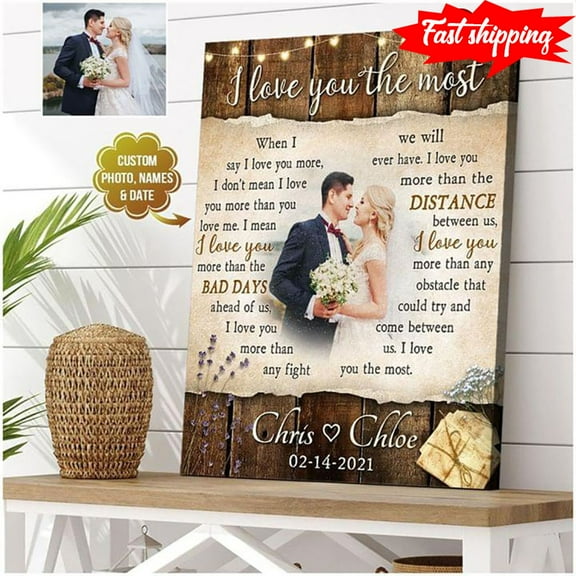 Personalized Photo, Name & Date I Love You The Most When I Say I Love You More, I Don't Mean I Love You More Than You Love Me 24 x 36 Inch Poster