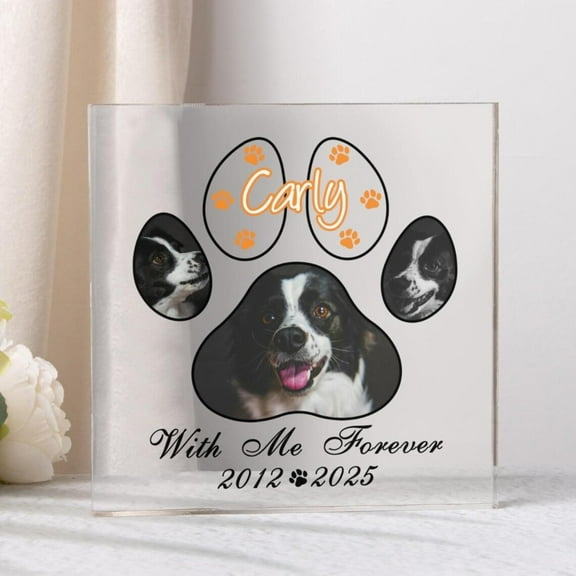 Personalized Photo Print Acrylic Plaque, Custom Photo and Message Plaque, Pet Memorial Gift, Paw Print Memorial Plaque for Dog or Cat Loss
