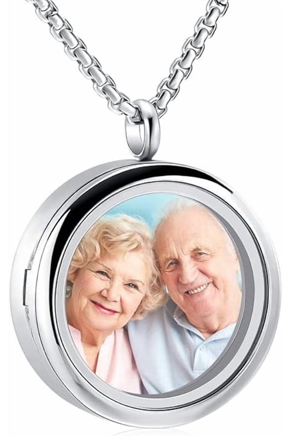 Personalized Photo & Text Cremation Locket Necklace for Ashes of Loved One Glass Memorial Loved Ones Pendant Urn Necklace Stainless Steel Keepsake Gifts
