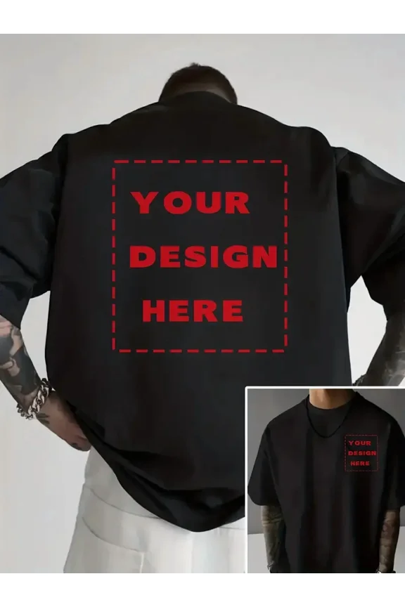 Personalized Photo Text Round Neck Double Sided Print T-Shirt for Men Women