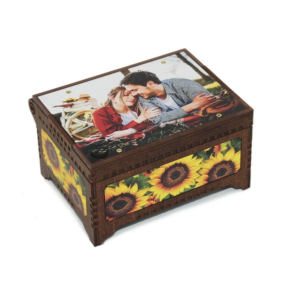 Personalized Photo Top Music Box, Plays Any Song, Custom Photo Print Inside
