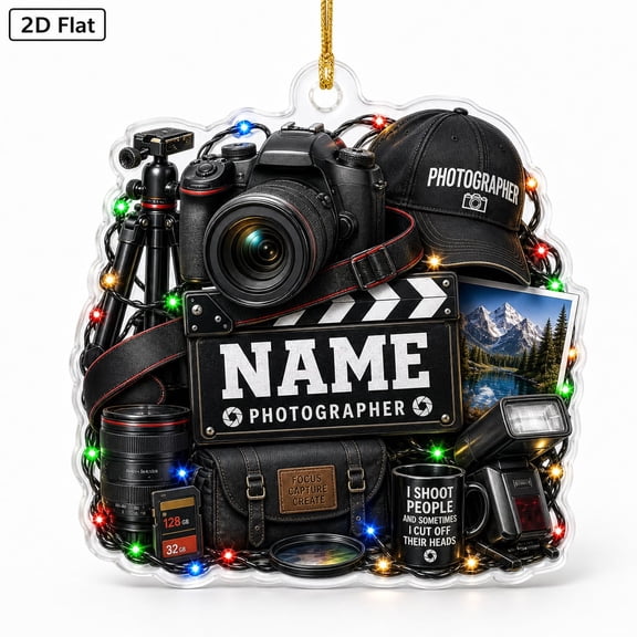 Personalized Photographer Acrylic Ornament, Camera Artist, Shutterbug Christmas, Studio Gift, Lens Lover, Photo Memory, Holiday Snapshots