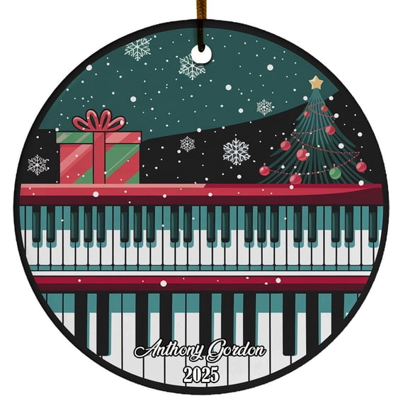 Personalized Piano Keyboards Musical Instrument Christmas Ornament, Gift for Instrument Player Music Teacher, Custom Music Lover Name Xmas Tree, Merry Christmas Ornament 2025