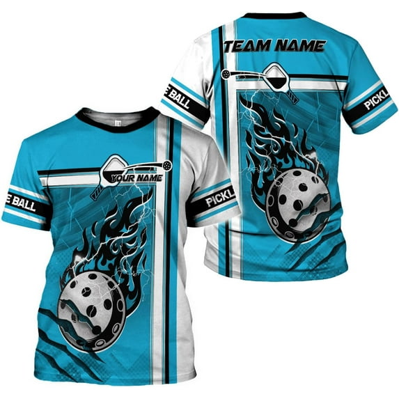 Personalized Pickleball 3D T-Shirt Men Women Gifts Pickleball Jersey Shirt Short Sleeve Tee Sport Fit Clothing Outfits (Teal, L)