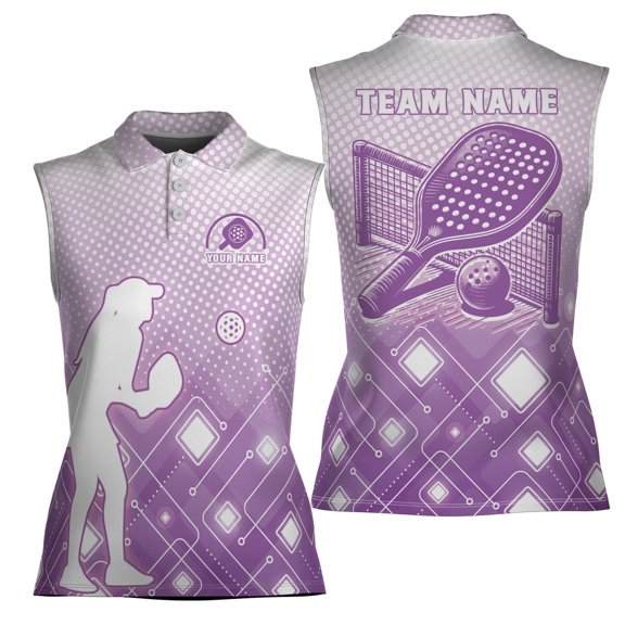 Personalized Pickleball Is My Passion Purple Women Sleeveless Polo XS-4XL