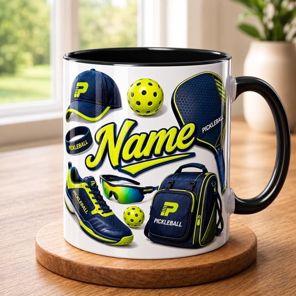 Personalized Pickleball Mug, Custom Pickleball Lover Drinkware, Faux 3D Effect