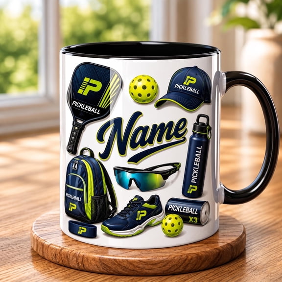 Personalized Pickleball Mug, Faux 3D Effect Mug Funny Player Coffee Cup Gift