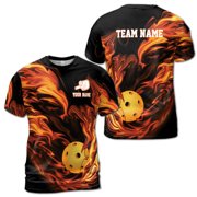 Personalized Pickleball On Fire Team Play 3D T-shirt S-5XL