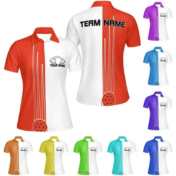 Personalized Pickleball Polo Shirts for Women, Pickleball Shirt 3D, Pickleball Shirts, Funny Pickleball for Team (Orange, S)