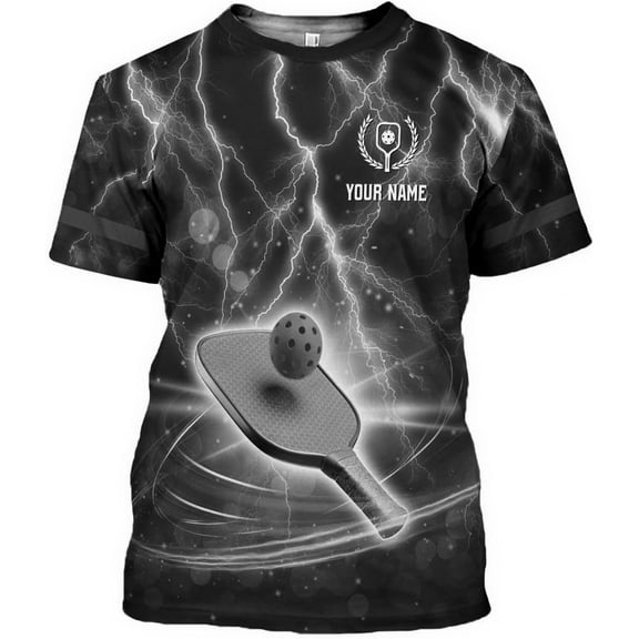 Personalized Pickleball Shirt 3D Pickleball Shirts for Men Women Gift for Pickleball Players Paddleball Lover Tshirt (Black, S)