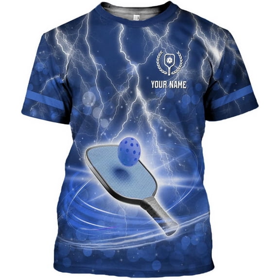 Personalized Pickleball Shirt 3D Pickleball Shirts for Men Women Gift for Pickleball Players Paddleball Lover Tshirt (Blue, M)