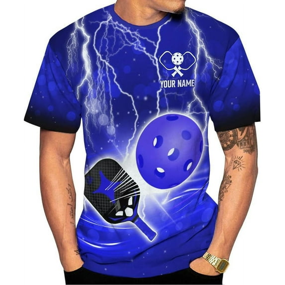 Personalized Pickleball Shirt 3D Pickleball Shirts for Men Women Gift for Pickleball Players Paddleball Lover Tshirt (Blue, S)