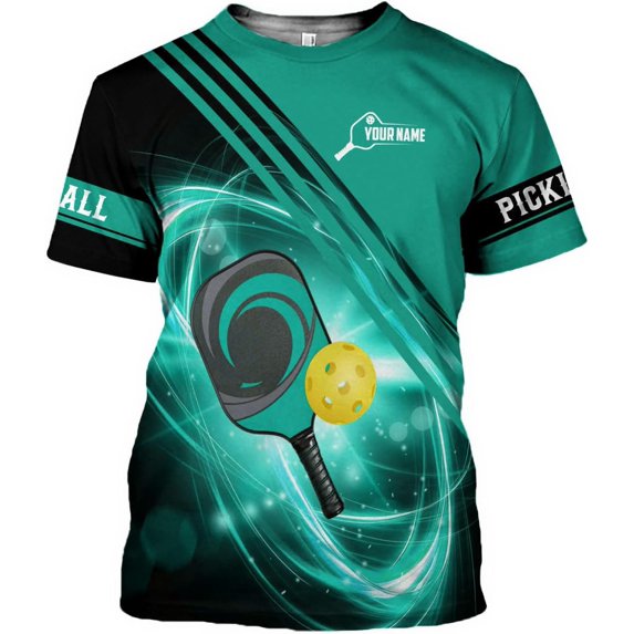 Personalized Pickleball Shirt 3D Pickleball Shirts for Men Women Gift for Pickleball Players Paddleball Lover Tshirt (Cyan, M)