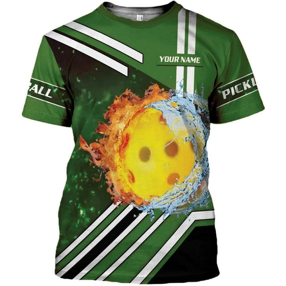 Personalized Pickleball Shirt 3D Pickleball Shirts for Men Women Gift for Pickleball Players Paddleball Lover Tshirt (Green, 2XL)