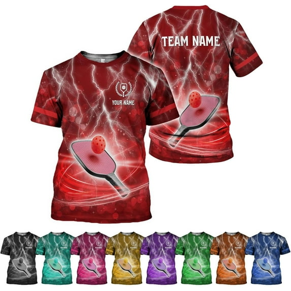Personalized Pickleball Shirt 3D Pickleball Shirts for Men Women Gift for Pickleball Players Paddleball Lover Tshirt (Red, 3XL)