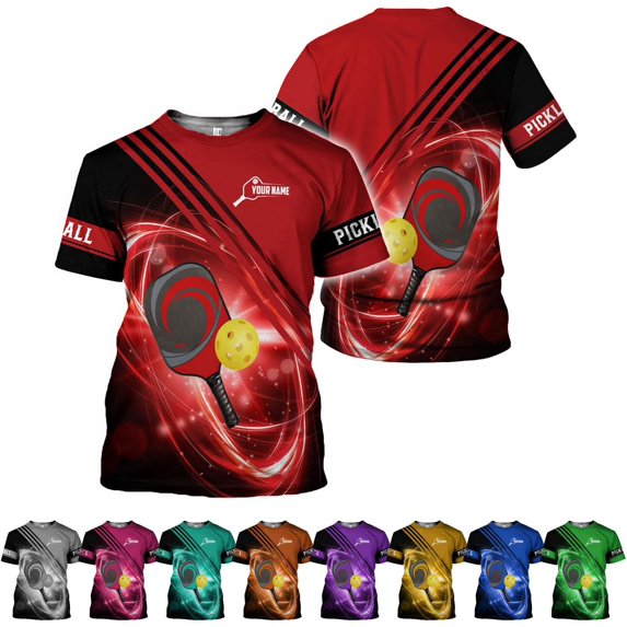 Personalized Pickleball Shirt 3D Pickleball Shirts for Men Women Gift for Pickleball Players Paddleball Lover Tshirt (Red, 5XL)