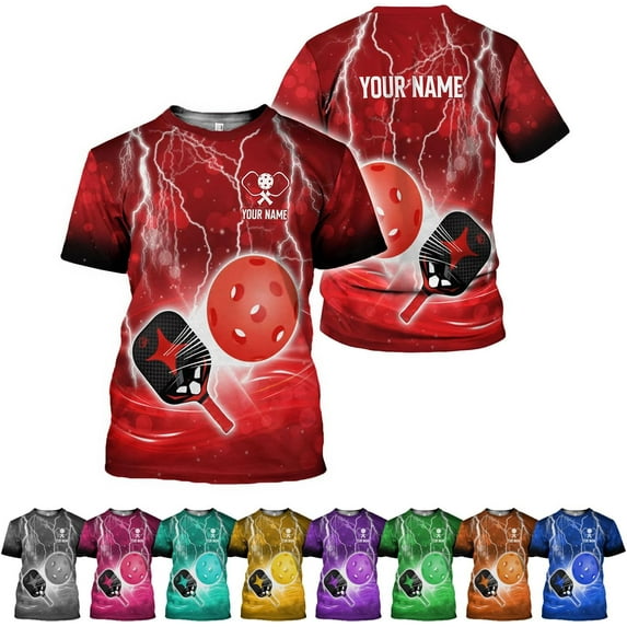 Personalized Pickleball Shirt 3D Pickleball Shirts for Men Women Gift for Pickleball Players Paddleball Lover Tshirt (Red, M)