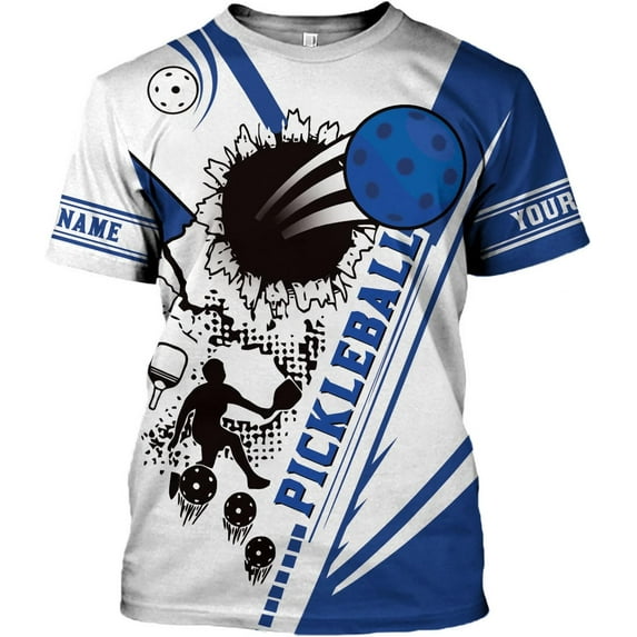 Personalized Pickleball Shirt Funny 3D Polo Pickleball Player Gift for Men and Women Custom Pickleball Shirts Sports Tee (Blue, 2XL)